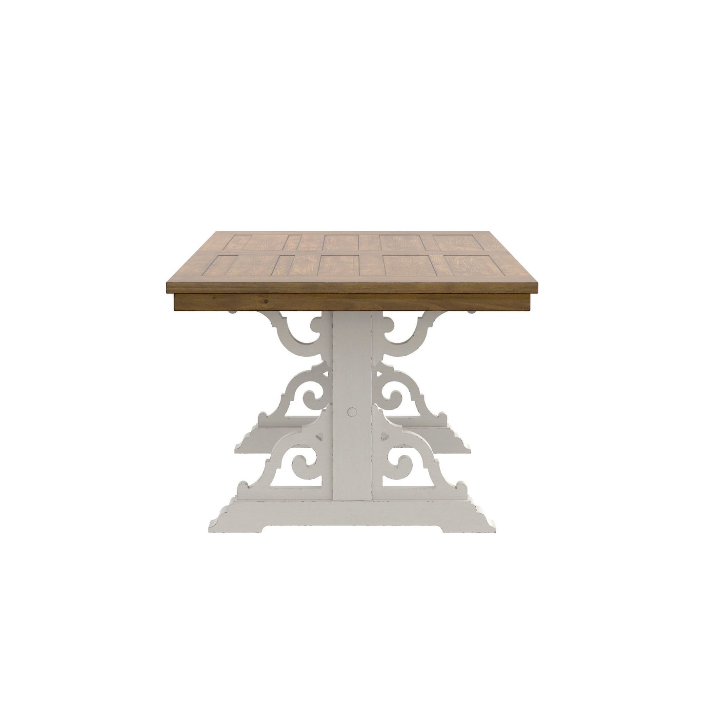 Cottage Style Brown And White Trestle Dining Table