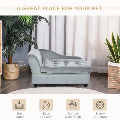 Luxury Dog Couch with Soft 3" Foam, Dog Sofa Bed, Gray, with Hidden Storage