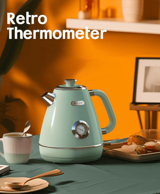 Retro Electric Kettle 1200W Dial Thermometer Fast Boiling, also available in red and stainless