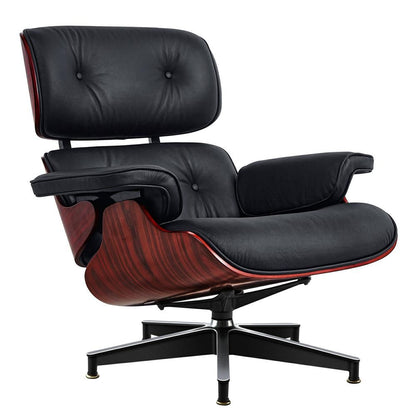 Eames Lounge Copy Armchair With Ottoman Genuine Leather Swivel Chair