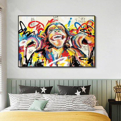 Laughing Monkey Oil Painting On Canvas (Various Sizes)