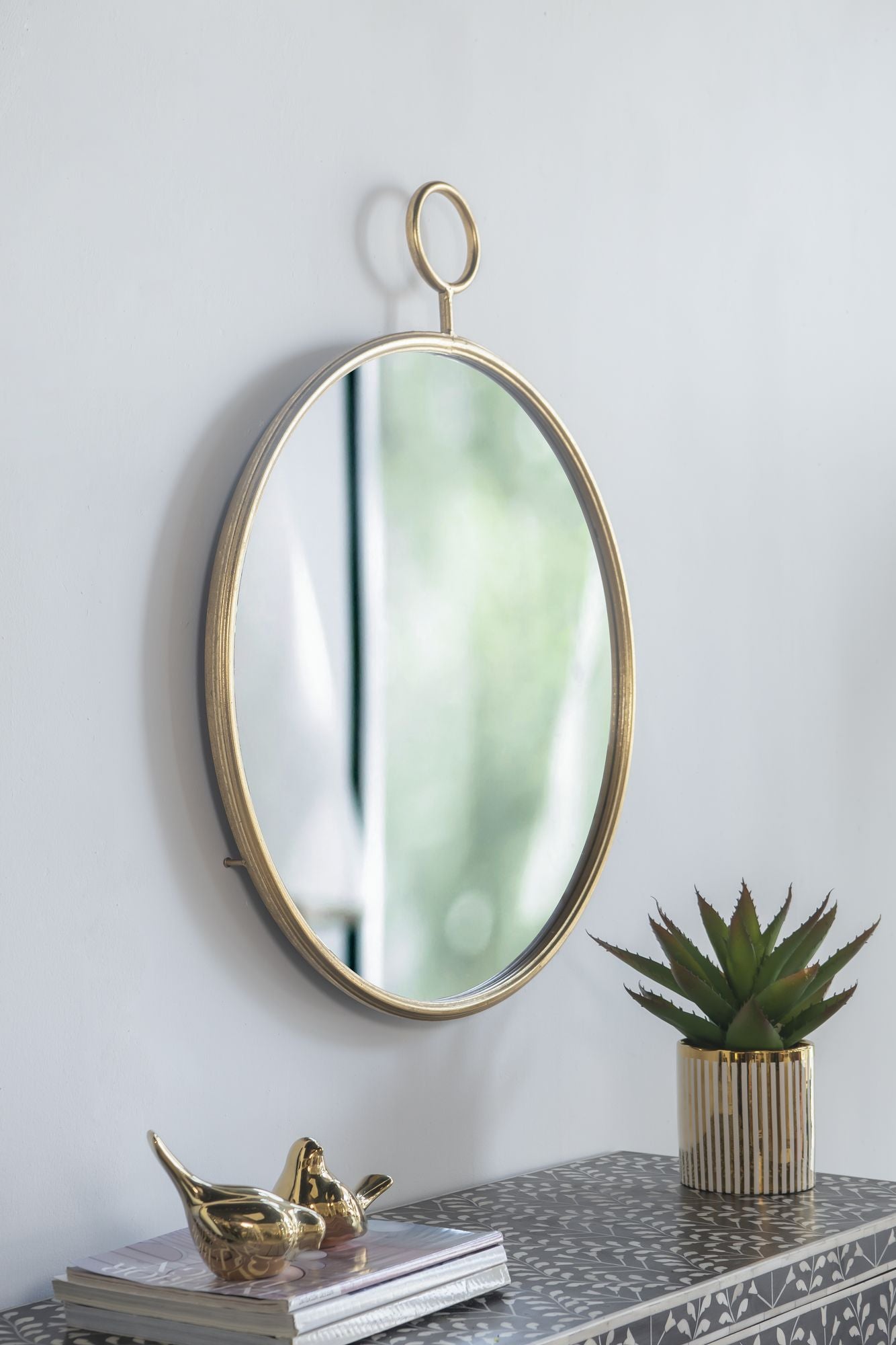 Circle Wall Mirror with Gold Metal Frame, Accent Mirror, 26" and 32"