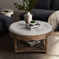 Farmhouse Upholstered Coffee Table Living Room Footstool Ottoman Linen(Light Gray)