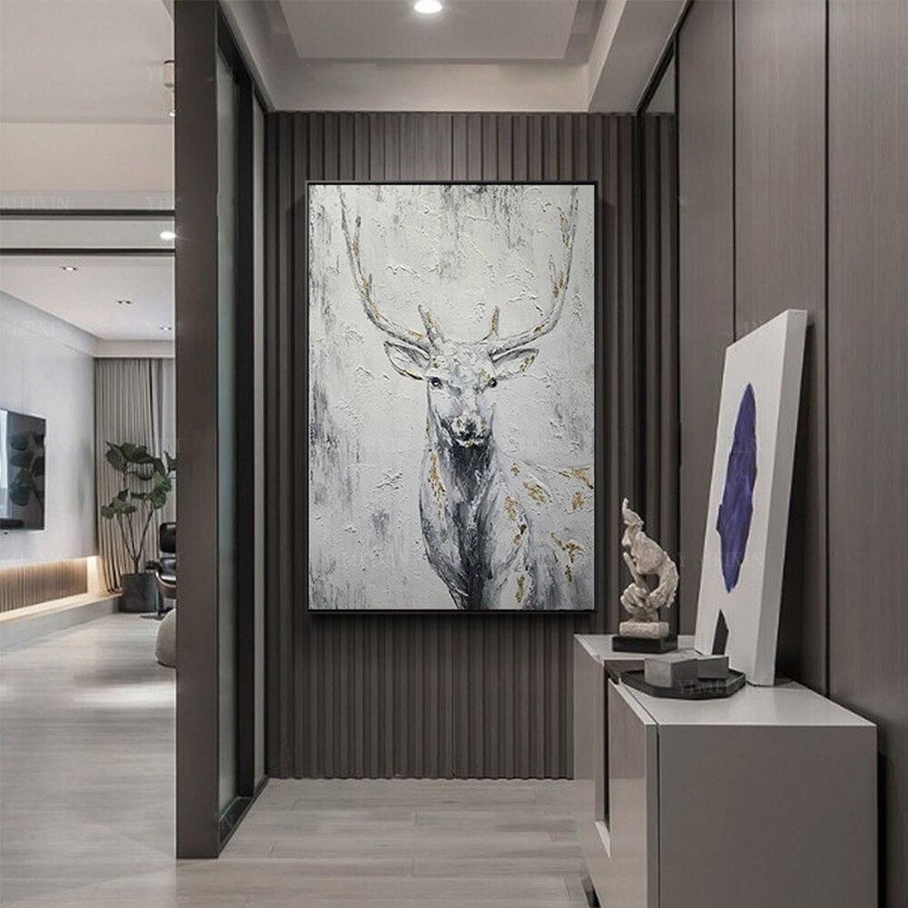 Hand Painted Rich Deer Oil Painting On Canvas