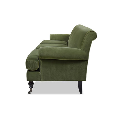 Alana Three-Cushion Tightback Sofa Olive Green Performance Velvet