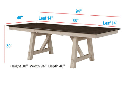 Cottage Style 1pc Extendable Dining Table