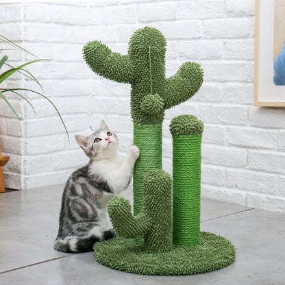 Cactus Cat Scratchers Scratch Pole with Natural Sisal Rope for Indoor Cats;  Vertical Cactus Cat Tree