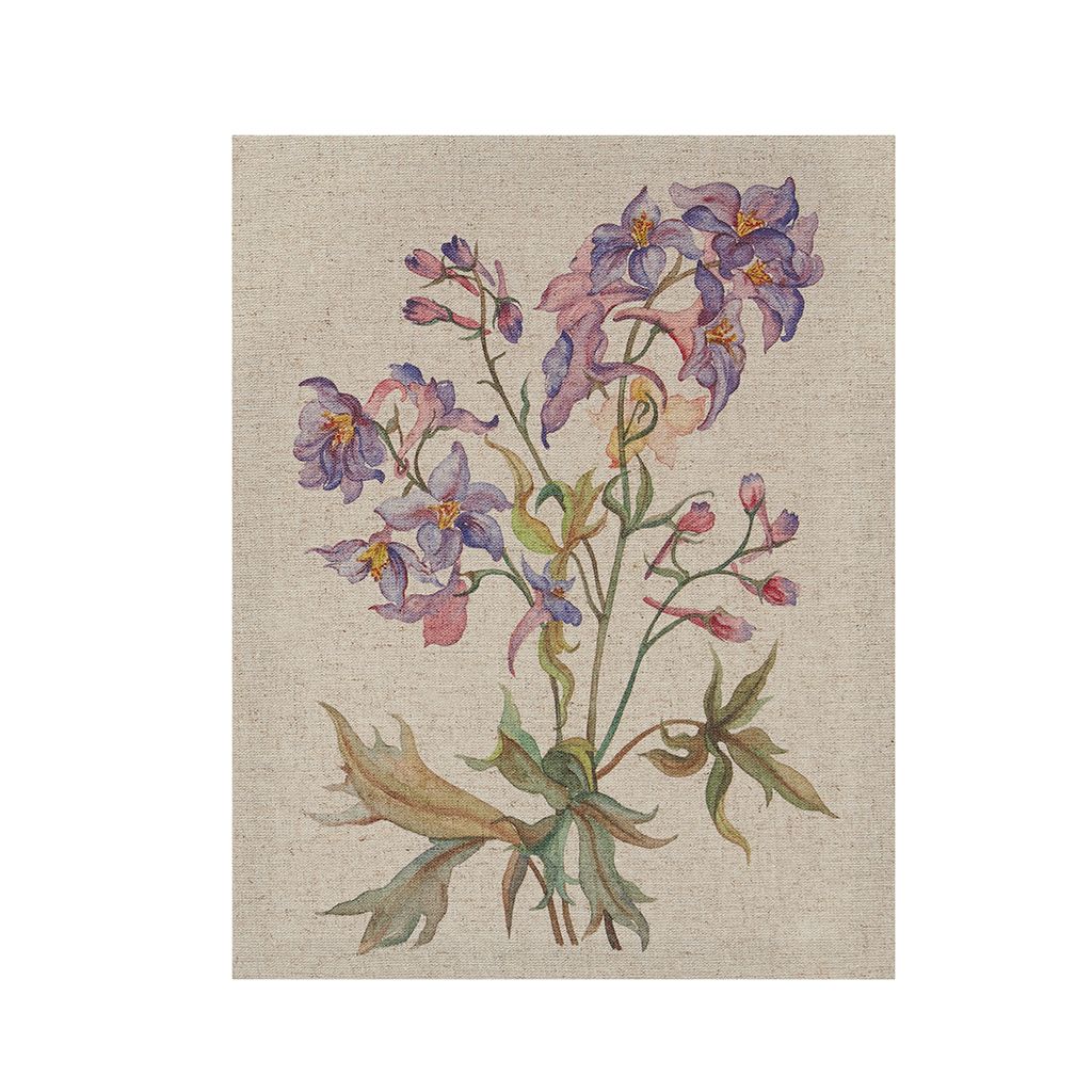 Colored Flora Illustration 3-piece Linen Canvas Wall Art Set