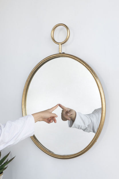 Circle Wall Mirror with Gold Metal Frame, Accent Mirror, 26" and 32"