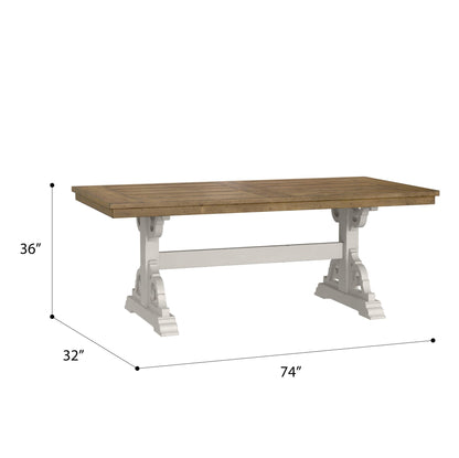 Cottage Style Brown And White Trestle Dining Table