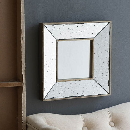 Distressed Silver Square Accent Mirror, 12x12