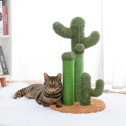 Cactus Cat Scratchers Scratch Pole with Natural Sisal Rope for Indoor Cats;  Vertical Cactus Cat Tree