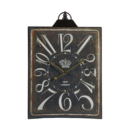 Vintage Black Rectangular Wall Clock with White Numerals, 25"