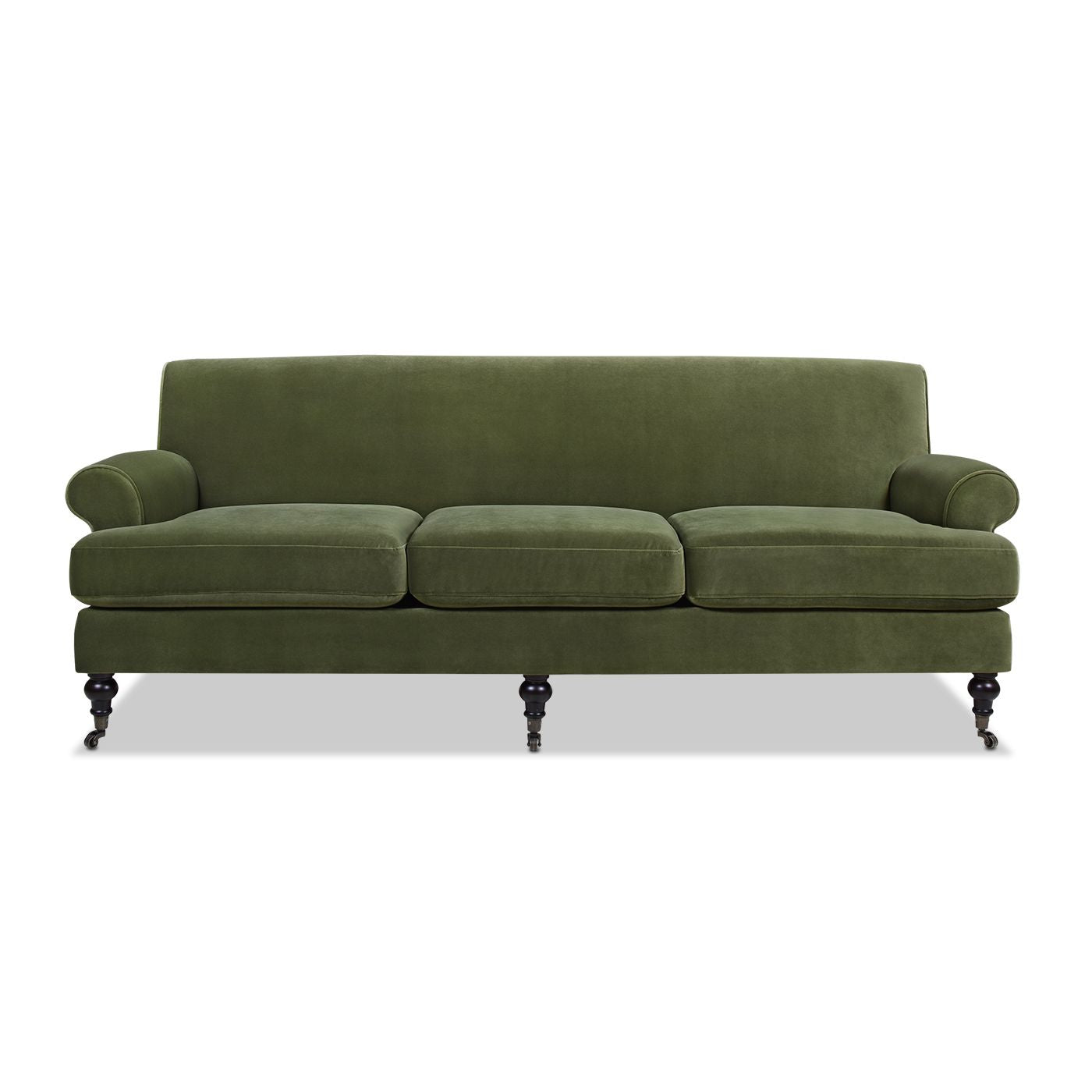 Alana Three-Cushion Tightback Sofa Olive Green Performance Velvet