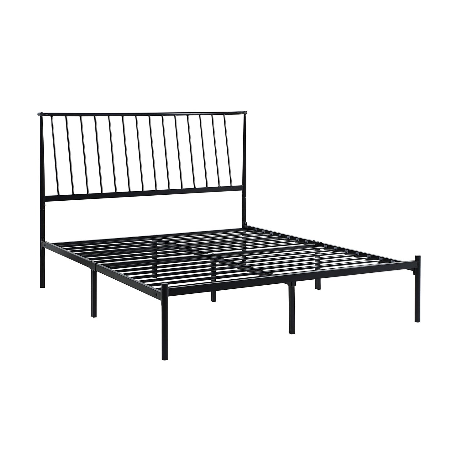 Metal Frame Platform Bed, Queen Size, Black Finish