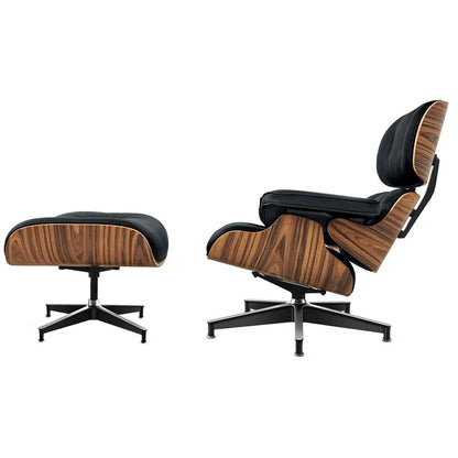 Eames Lounge Copy Armchair With Ottoman Genuine Leather Swivel Chair