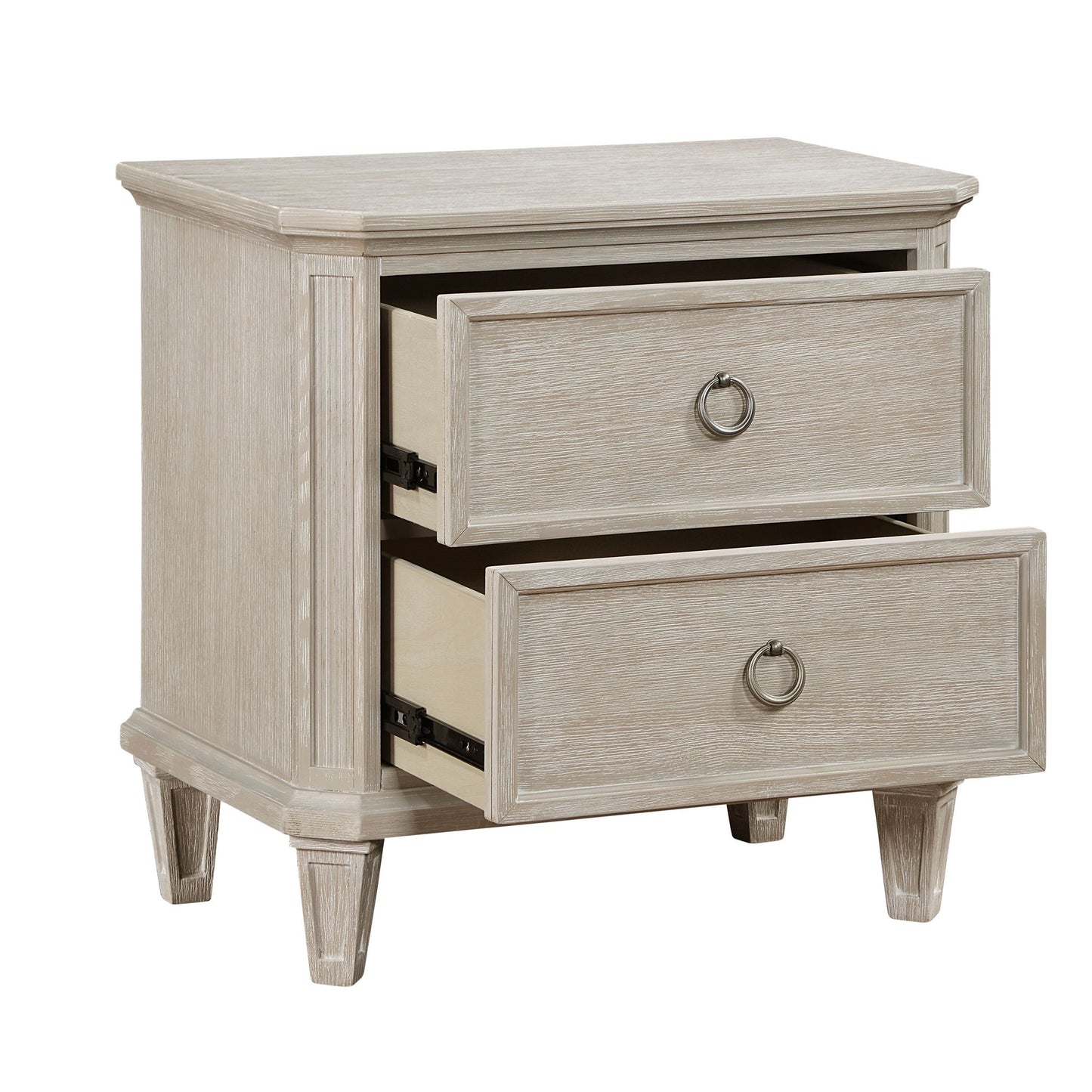 Traditional Design Nightstand 2 Drawer Bedside Cabinet, Clipped Corners