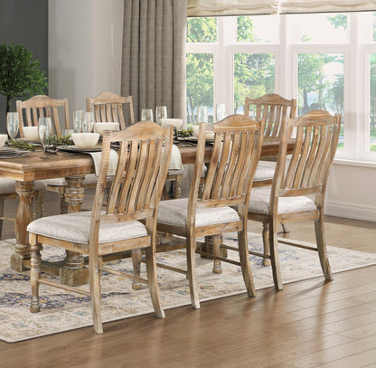 Traditional Dining Set 9pc Extendable Table and 8 Side Chairs Wheat Finish Wooden Dining Kitchen Furniture, 72"-90"