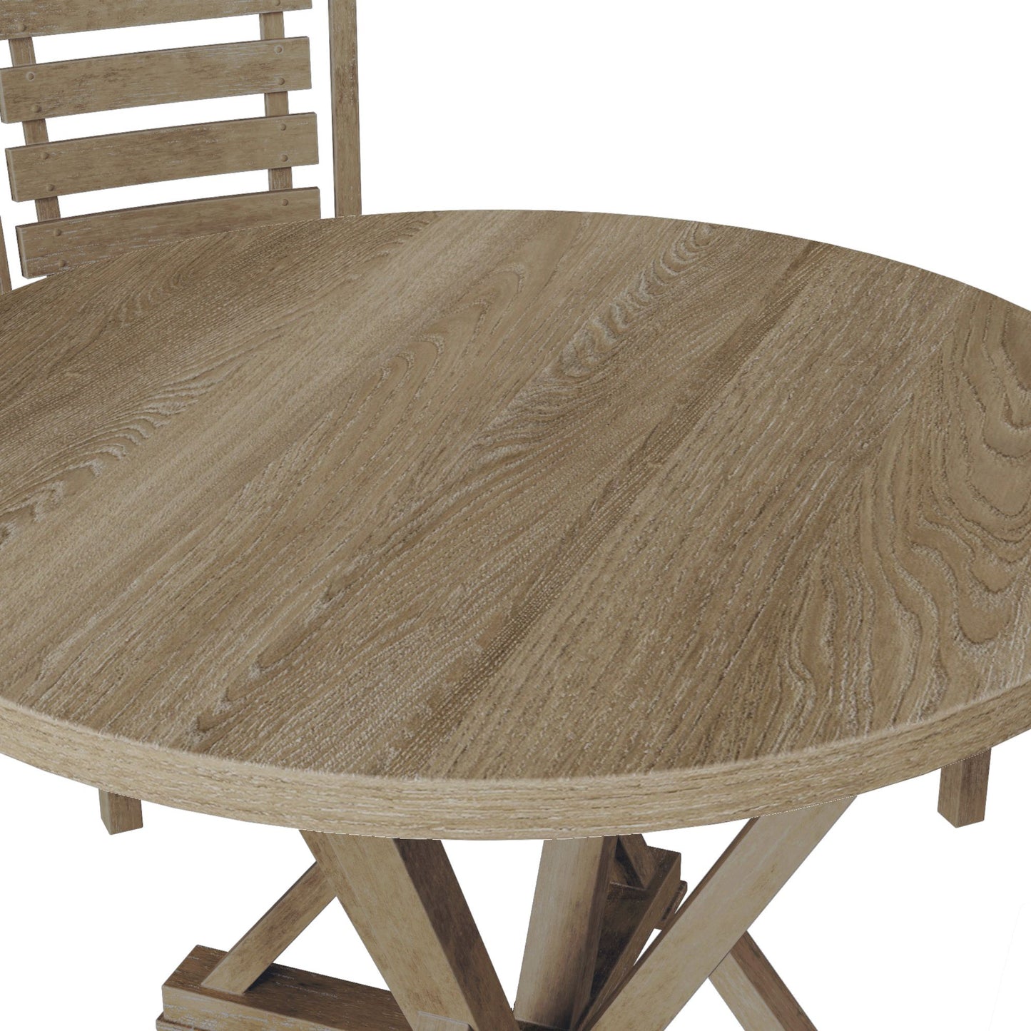 Modern Farmhouse Round Dining Table 45.7inch Solid Wood, seats 4