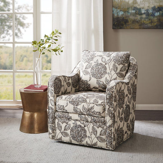 Brianne Swivel Chair With Large Flower Print