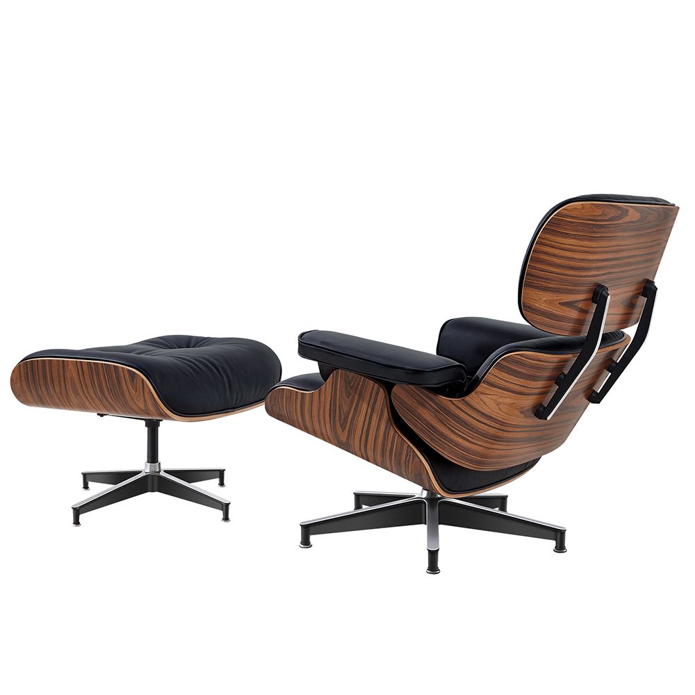 Eames Lounge Copy Armchair With Ottoman Genuine Leather Swivel Chair