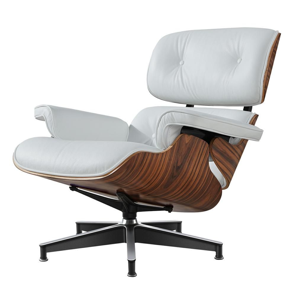 Eames Lounge Copy Armchair With Ottoman Genuine Leather Swivel Chair