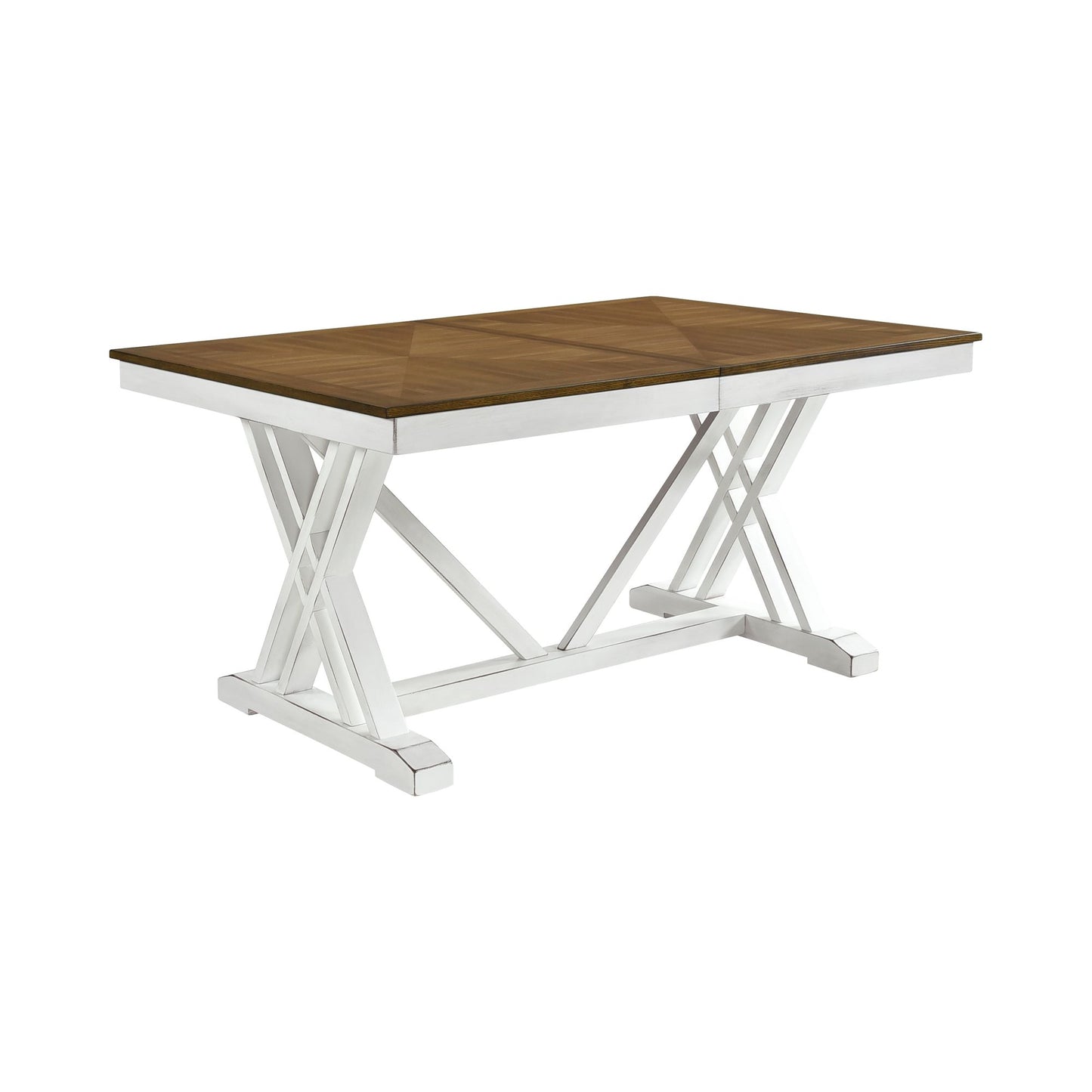 Modern Style White and Oak Finish Dining Table 1pc with Self-Storing Extension Leaf