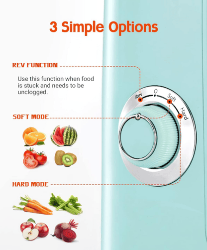 Fruit and vegetable juice machine, easy to clean 2 speed mode and reverse function