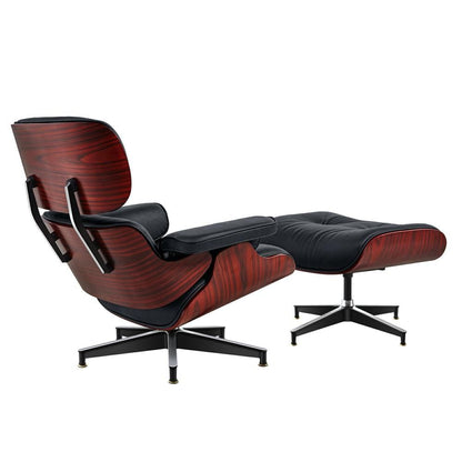 Eames Lounge Copy Armchair With Ottoman Genuine Leather Swivel Chair