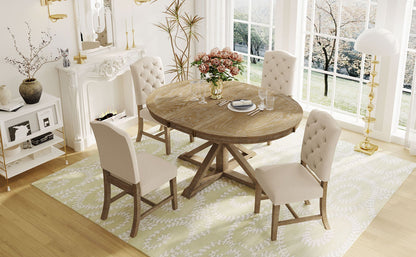 Cottage Style Extendable Dining Table Set With 4 Chairs