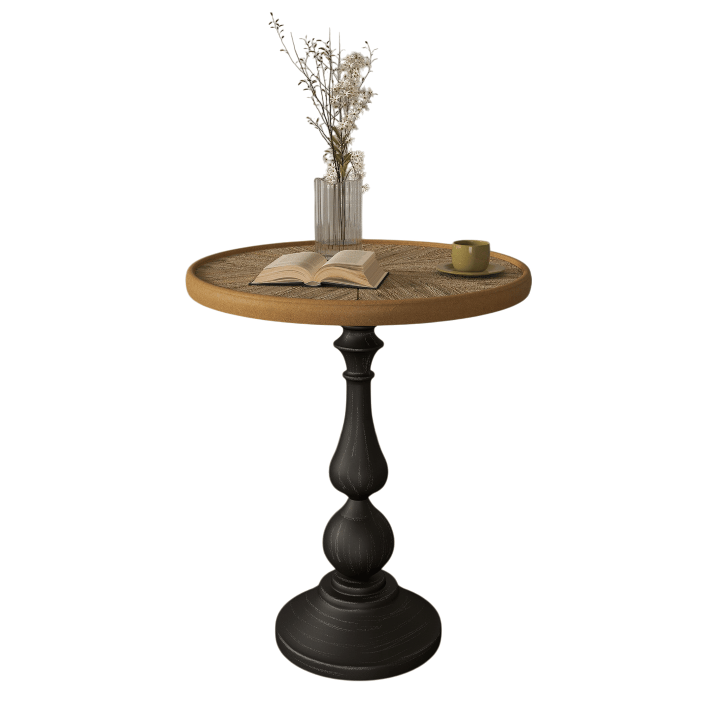 French Country Accent Small Pedestal Side Table