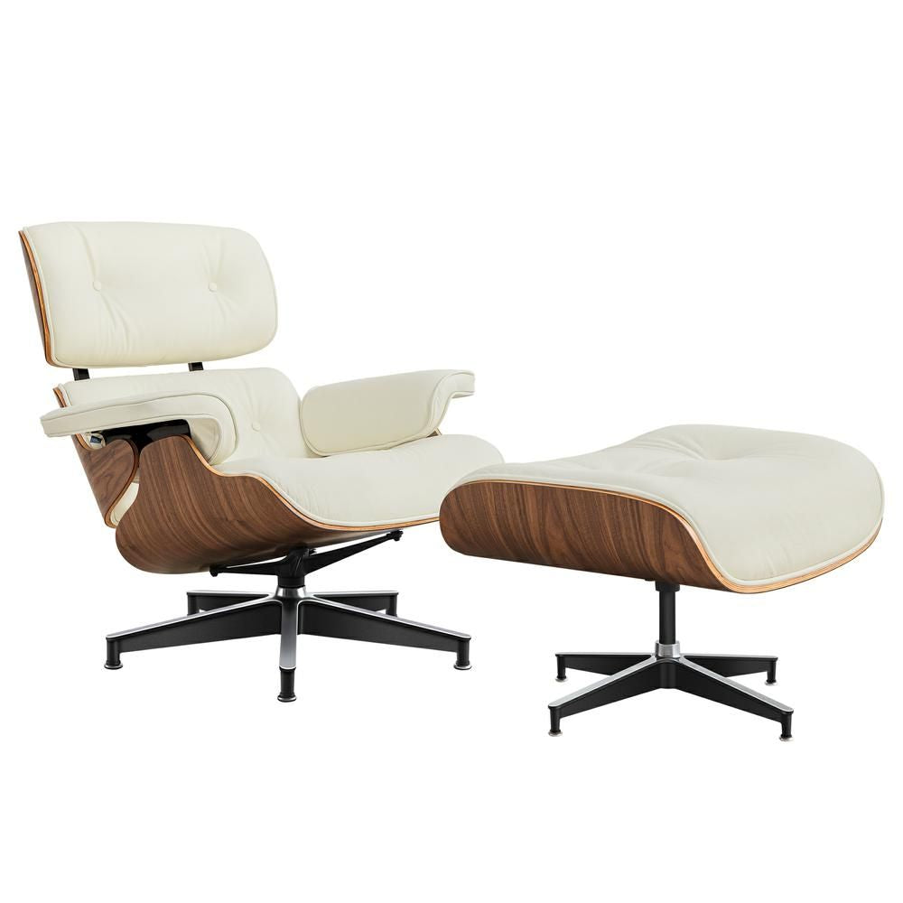 Eames Lounge Copy Armchair With Ottoman Genuine Leather Swivel Chair