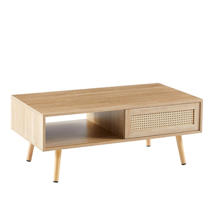 Rattan Coffee table with Sliding Door 41.34"