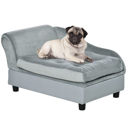 Luxury Dog Couch with Soft 3" Foam, Dog Sofa Bed, Gray, with Hidden Storage