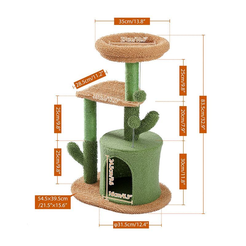 Cactus Cat Tree for Indoor Cat Tower Toy