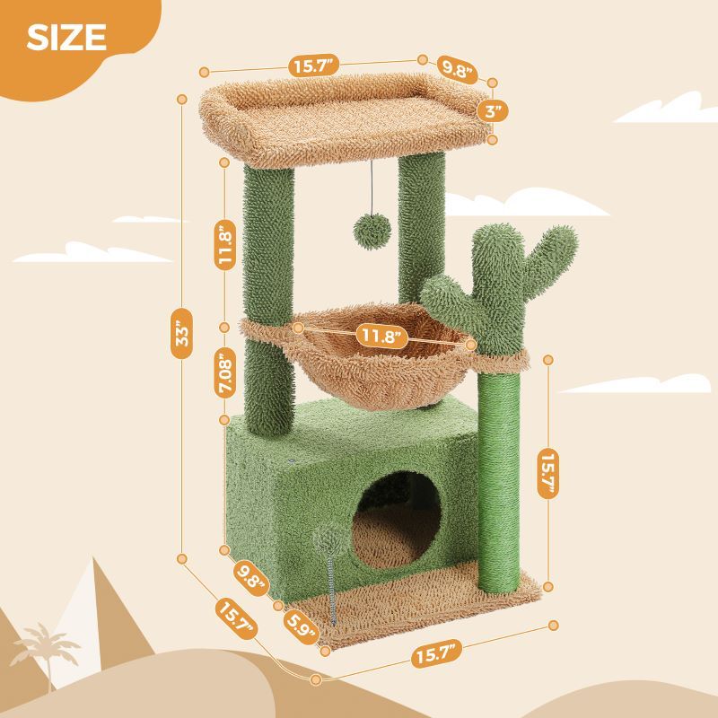 Cactus Cat Tree for Indoor Cat Tower Toy