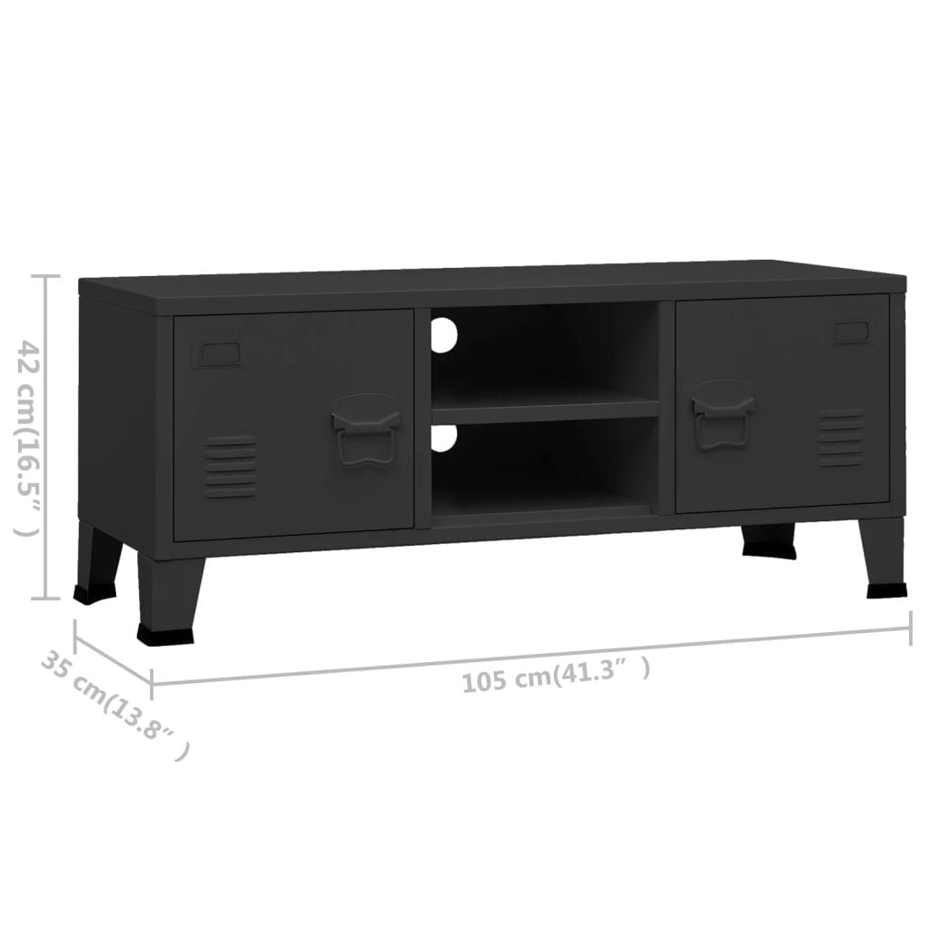 Industrial TV Stand Black 41.3"x13.8"x16.5" Metal