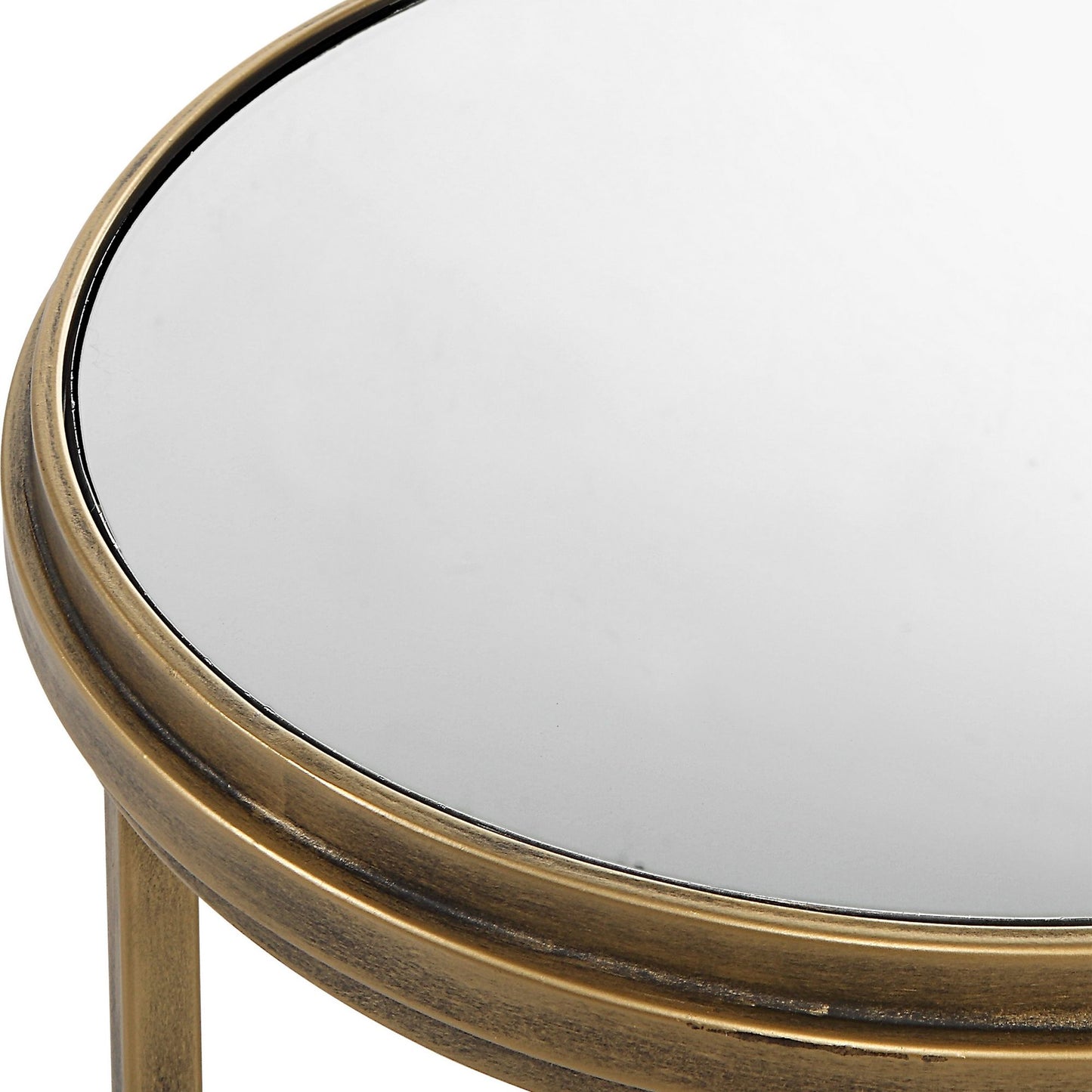 Set of 2 Nesting Accent Tables with Mirrored Tops, Modern, Gold, 15 & 18 Inch