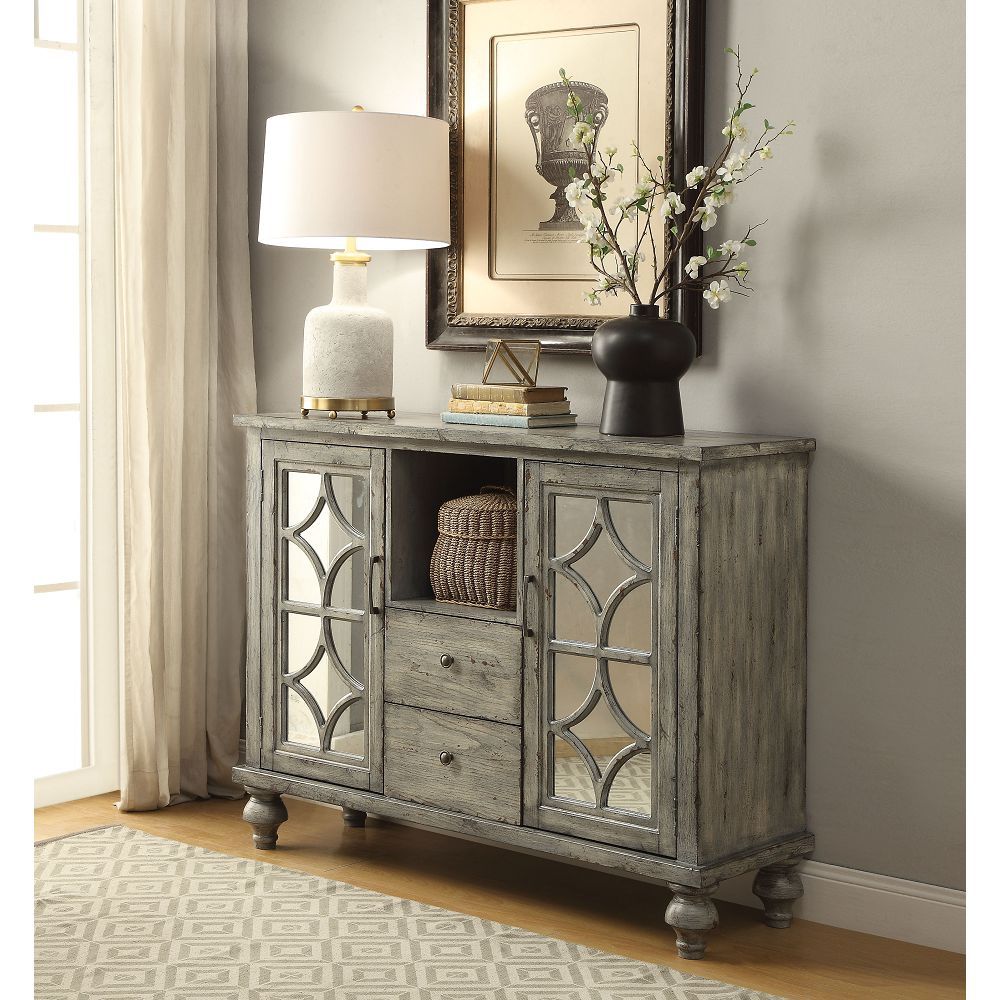 French Console Table in Weathered Gray