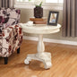 Rene Round Wood Pedestal Side Table, White