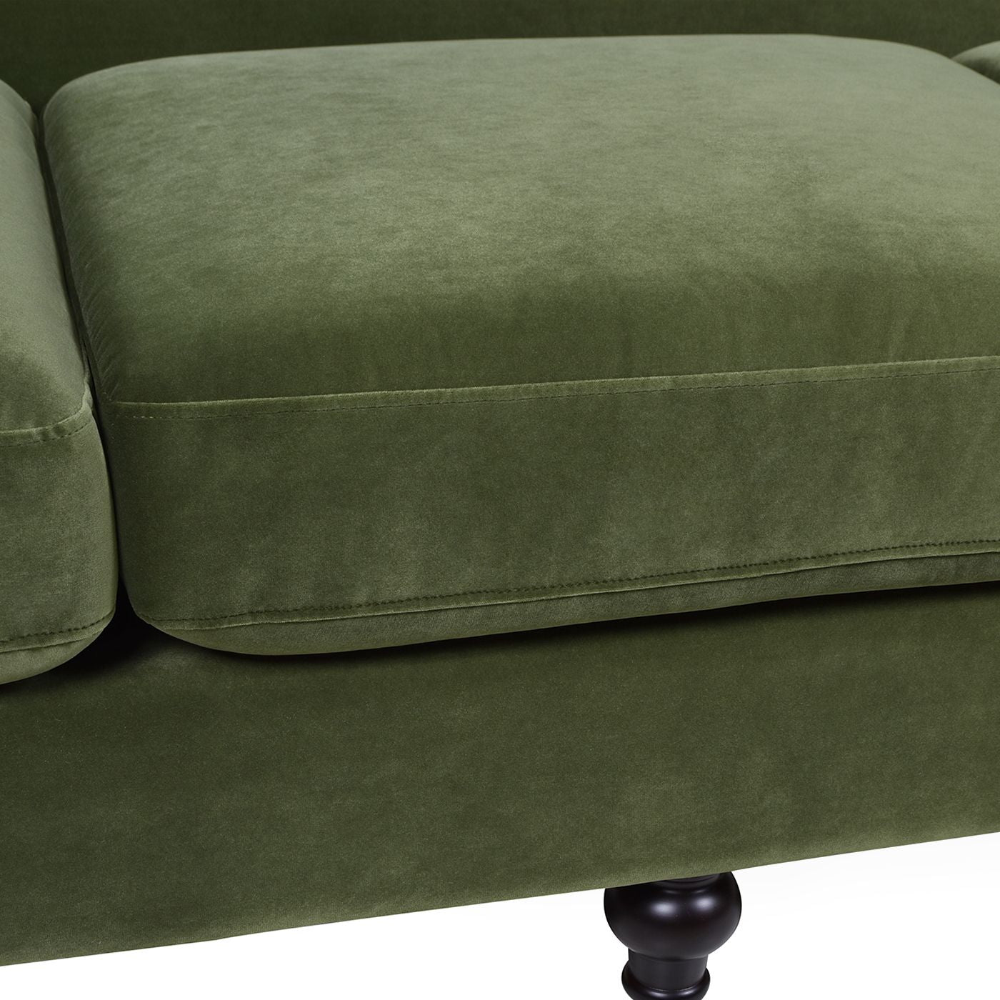 Alana Three-Cushion Tightback Sofa Olive Green Performance Velvet