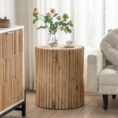 Accent Table with Vertical Texture