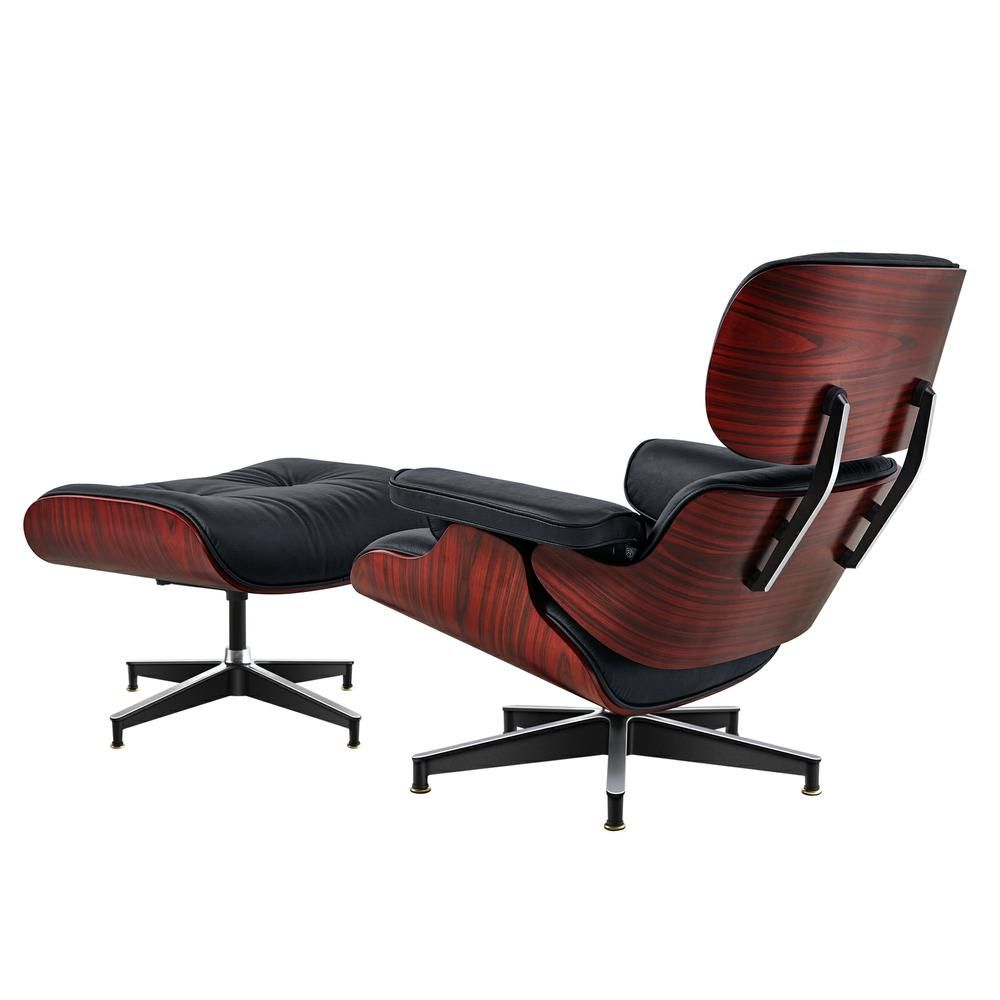 Eames Lounge Copy Armchair With Ottoman Genuine Leather Swivel Chair