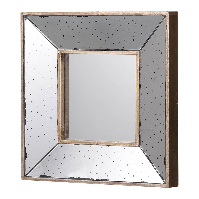 Distressed Silver Square Accent Mirror, 12x12