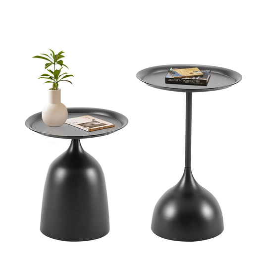 Contemporary Metal Side Table Set, Black