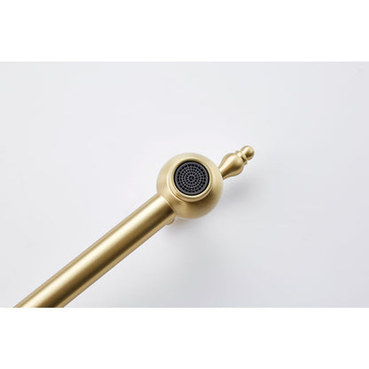 Wall Mount Folding Kitchen Pot Filler Faucet, Brushed Gold