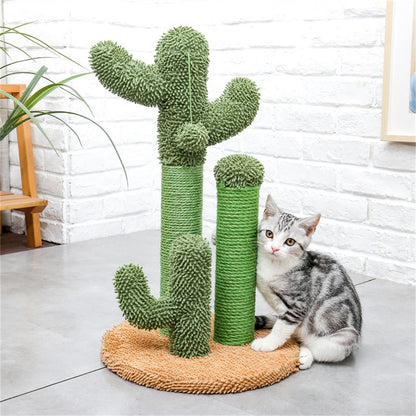 Cactus Cat Scratchers Scratch Pole with Natural Sisal Rope for Indoor Cats;  Vertical Cactus Cat Tree