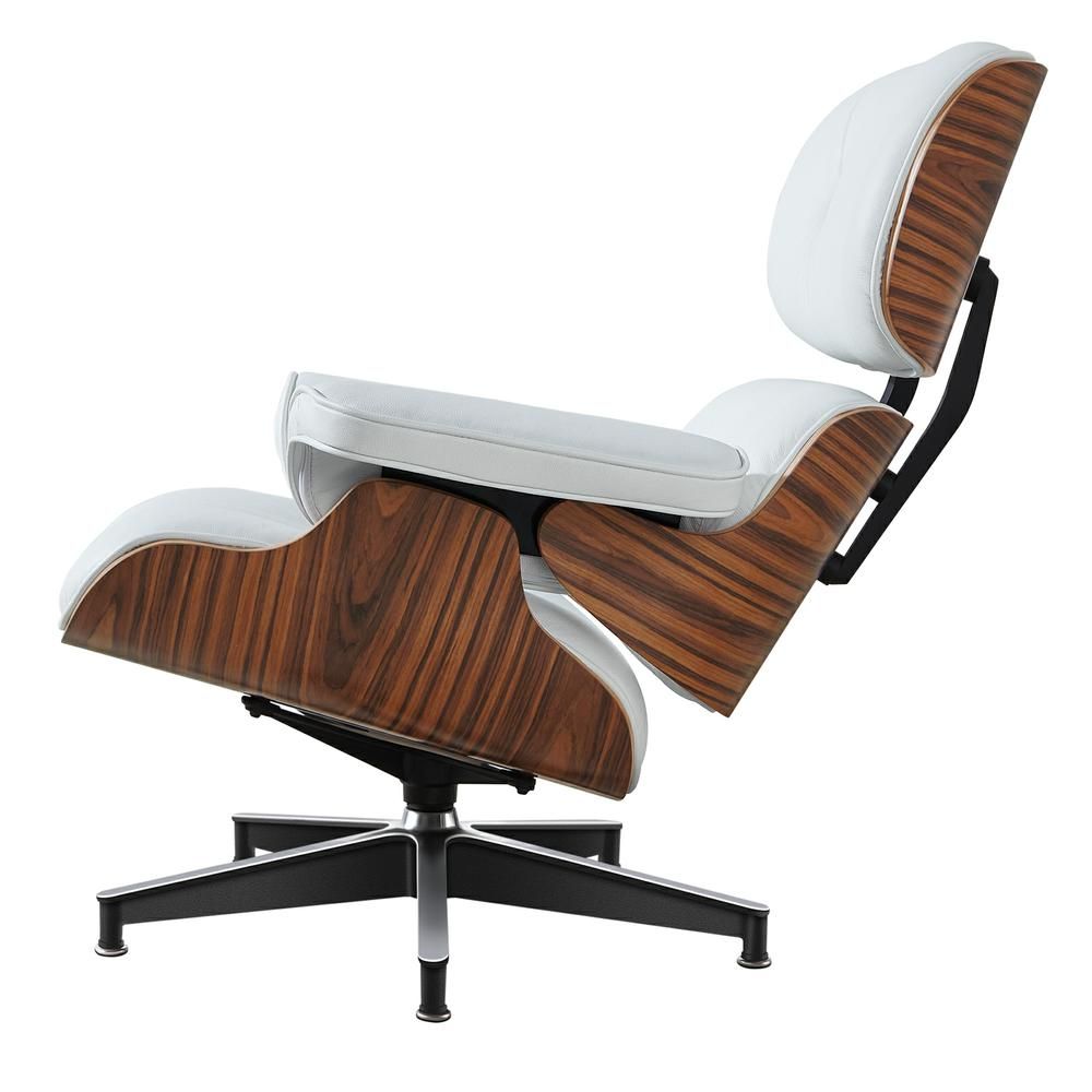 Eames Lounge Copy Armchair With Ottoman Genuine Leather Swivel Chair