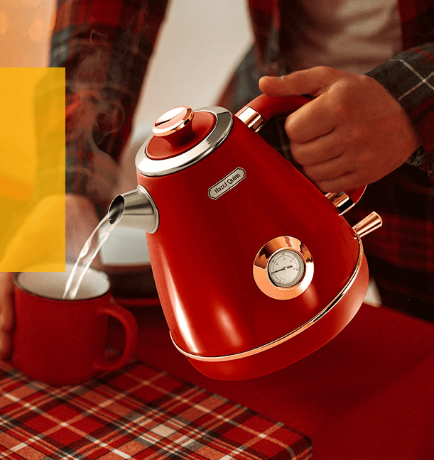 Retro Electric Kettle 1200W Dial Thermometer Fast Boiling, also available in red and stainless