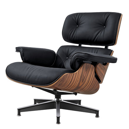 Eames Lounge Copy Armchair With Ottoman Genuine Leather Swivel Chair